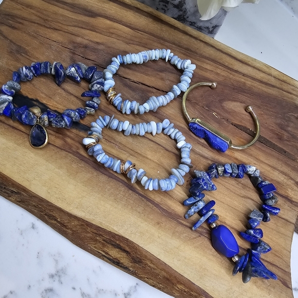 Druzy Dreams Stack Bracelets Set In Blue - Picture 3 of 8